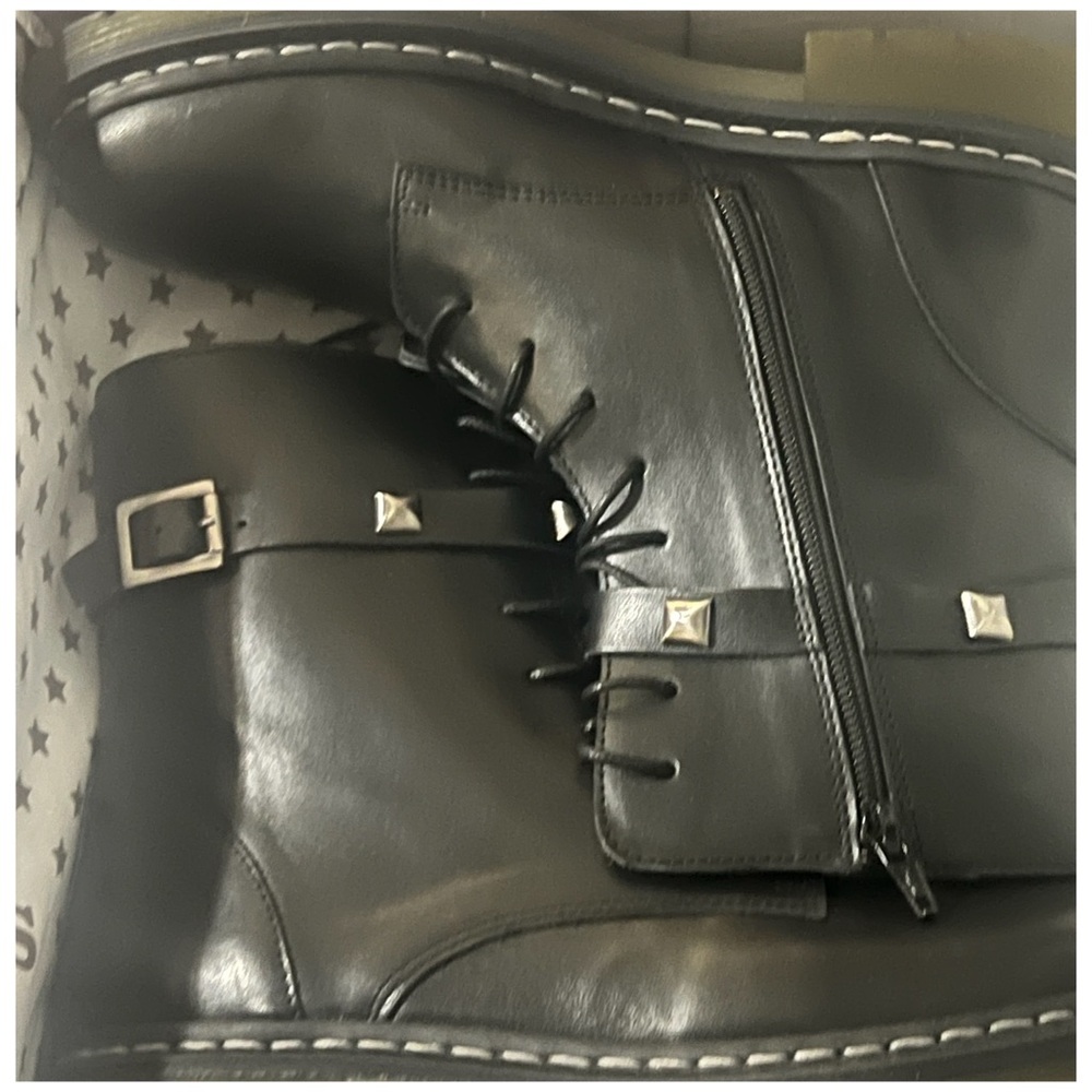 CUBANAS • Black Leather Combat Boots Includes Box - Picture 9 of 10